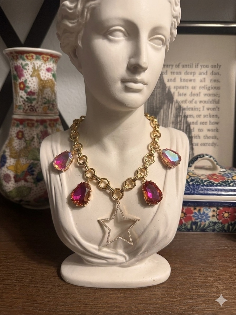 Rhinestone K9 Custom large chunky gold necklace